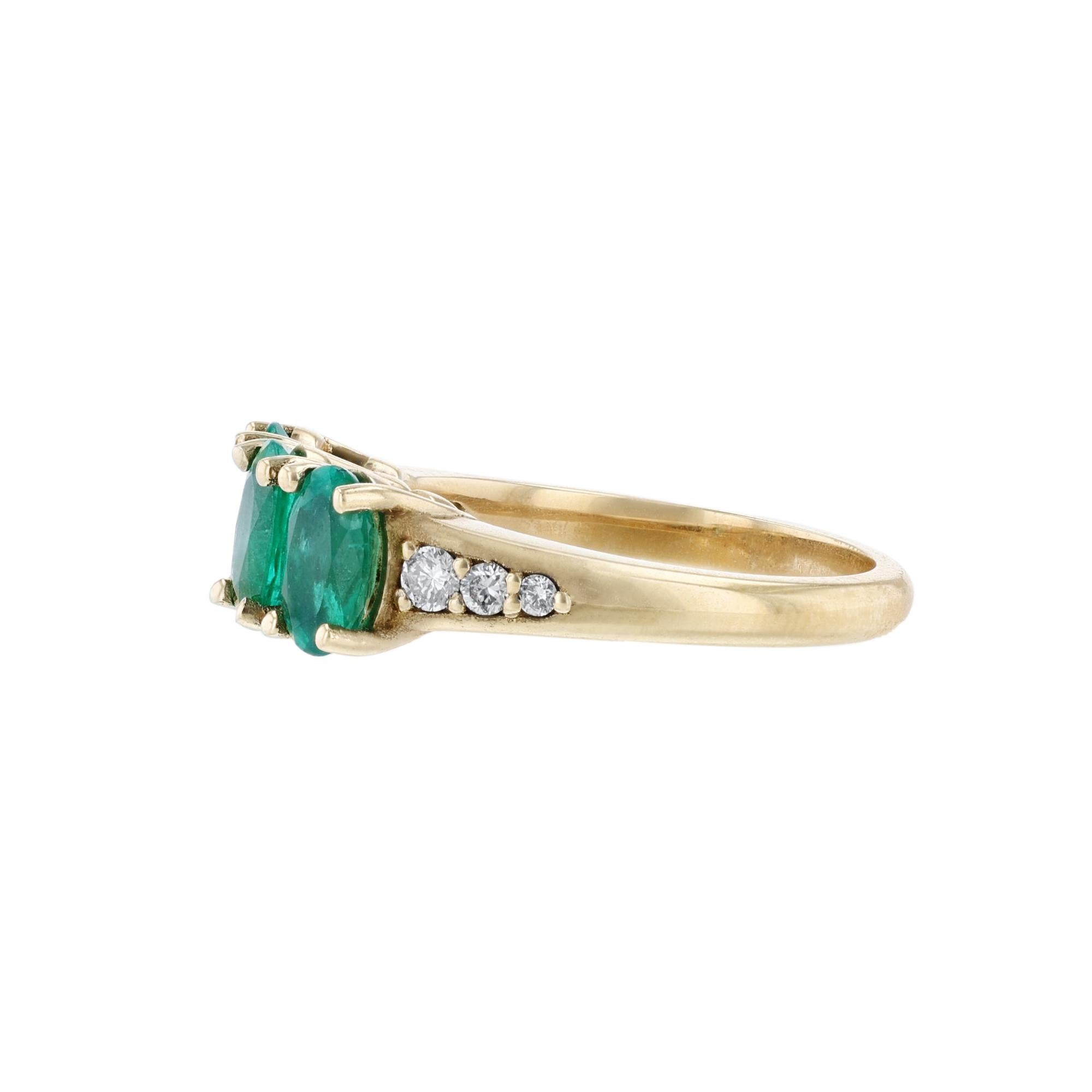 14k yellow gold oval emerald a...