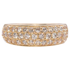 14K Yellow Gold Triple Row 0.55 TCW Diamond Wedding Band