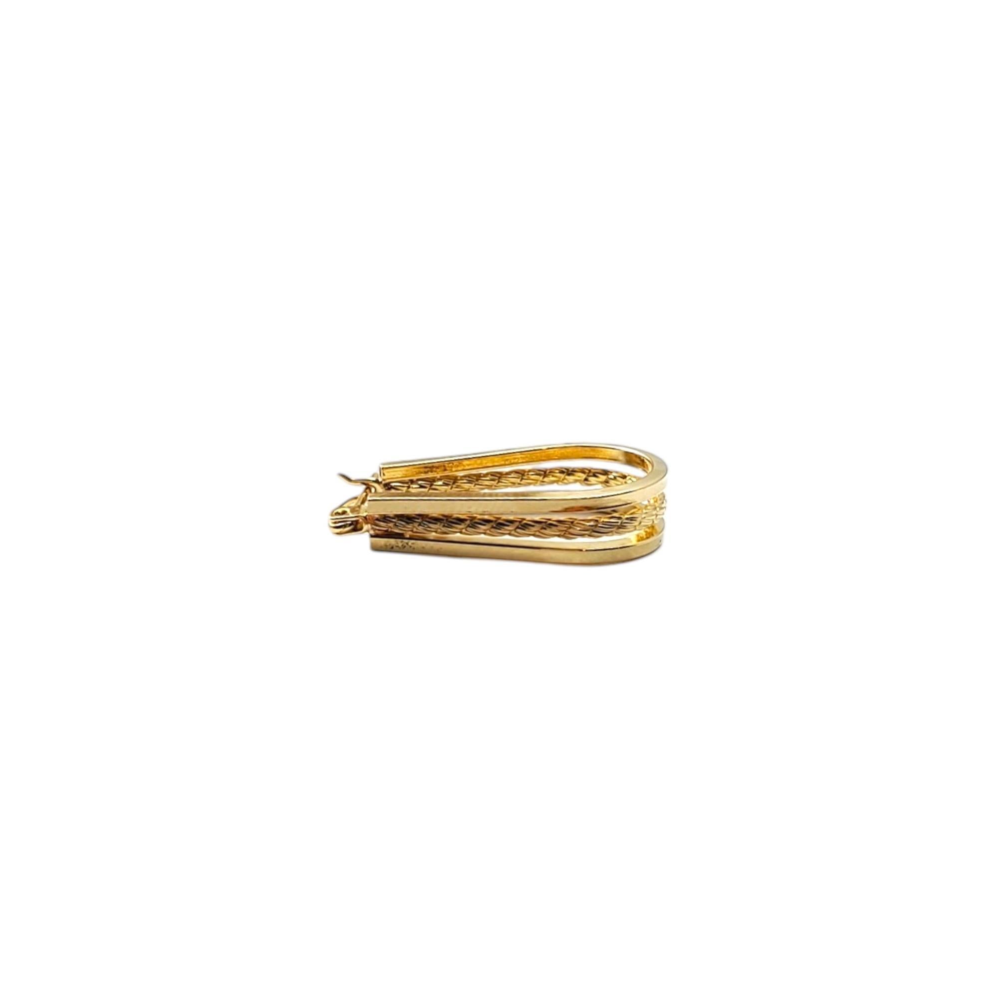 14K Gelbgold Dreifach-Reihe Kabel-Ohrringe #17014 im Angebot 4