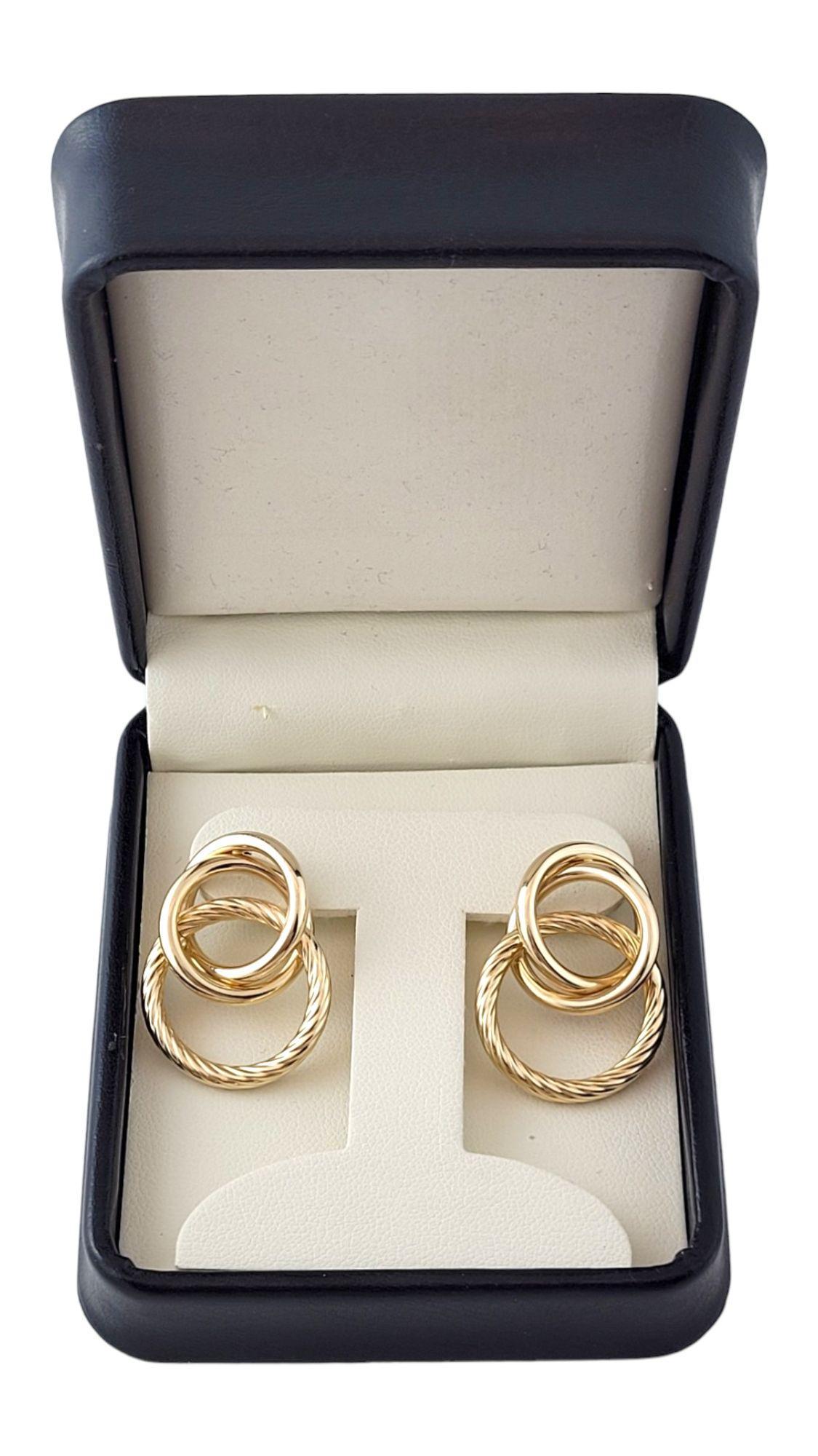 14K Yellow Gold Triple Twisted Circle Drop Earrings #15025 For Sale 2