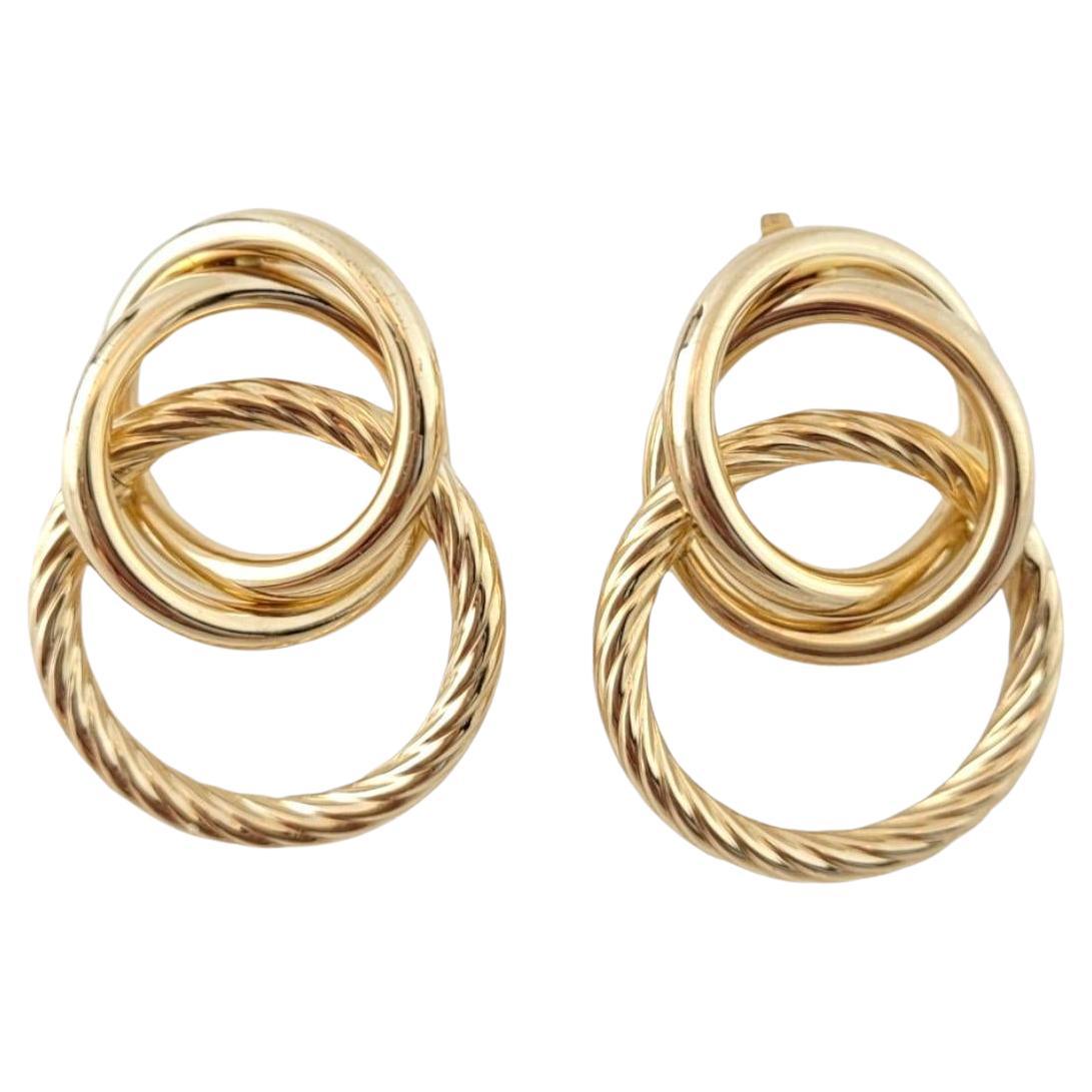 14K Yellow Gold Triple Twisted Circle Drop Earrings #15025 For Sale