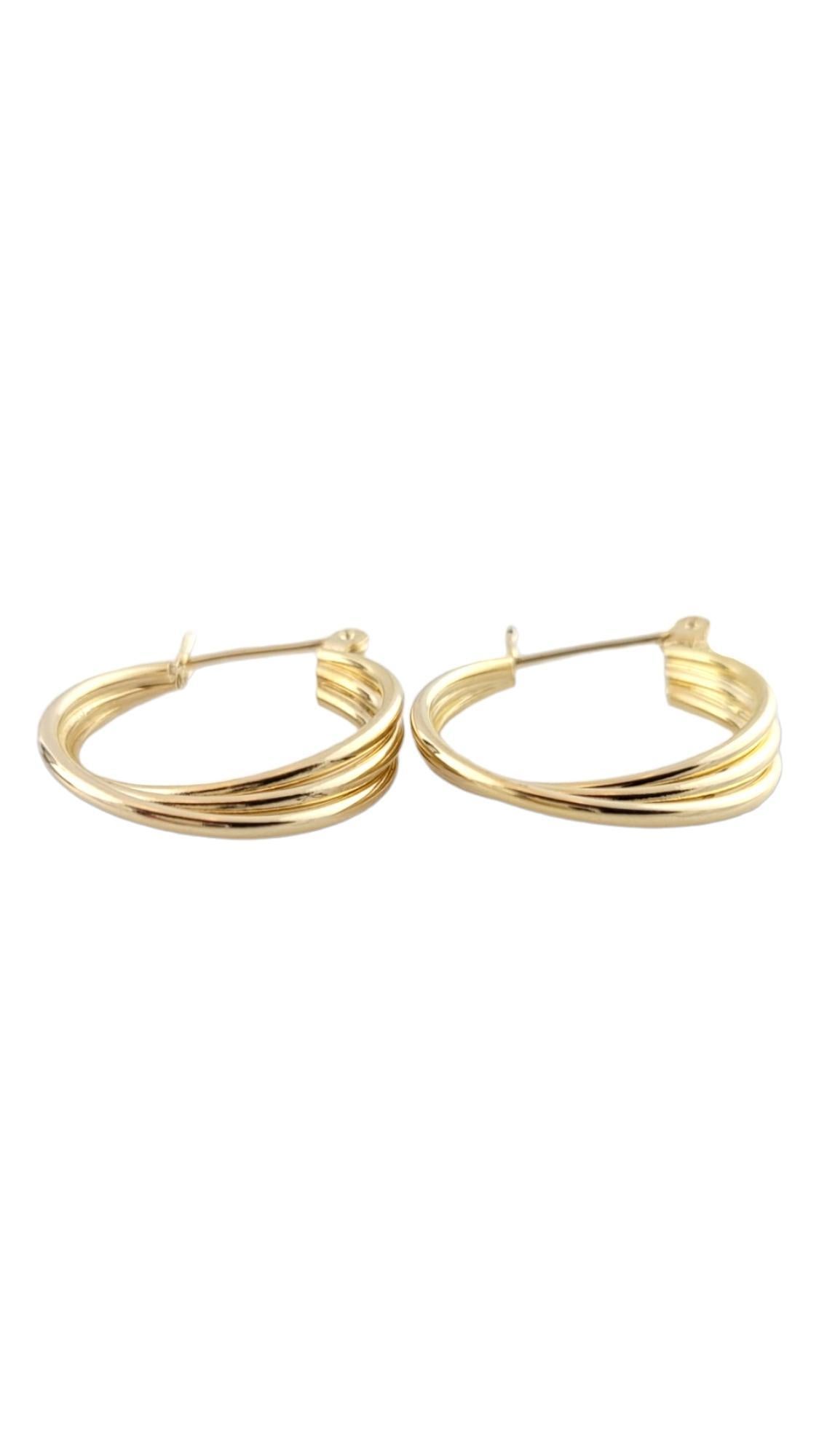14K Yellow Gold Triple-Twisted Hoop Earrings #15875 In Good Condition In Washington Depot, CT