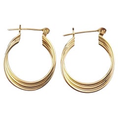 14K Yellow Gold Triple-Twisted Hoop Earrings #15875