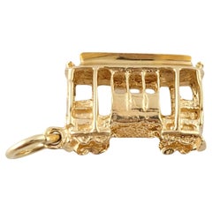 Vintage 14K Yellow Gold Trolly Train Charm #13486