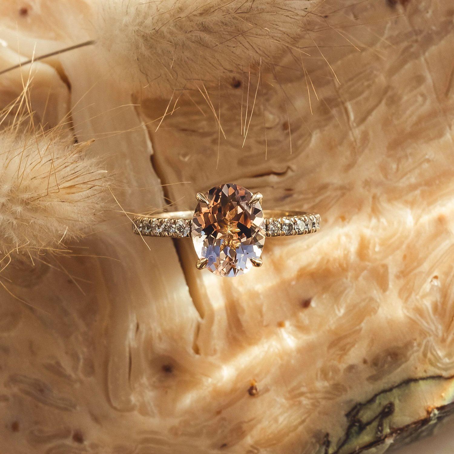 For Sale:  14k Yellow Gold True Promise Engagement Ring, Natural 2ct Morganite & Diamonds 10
