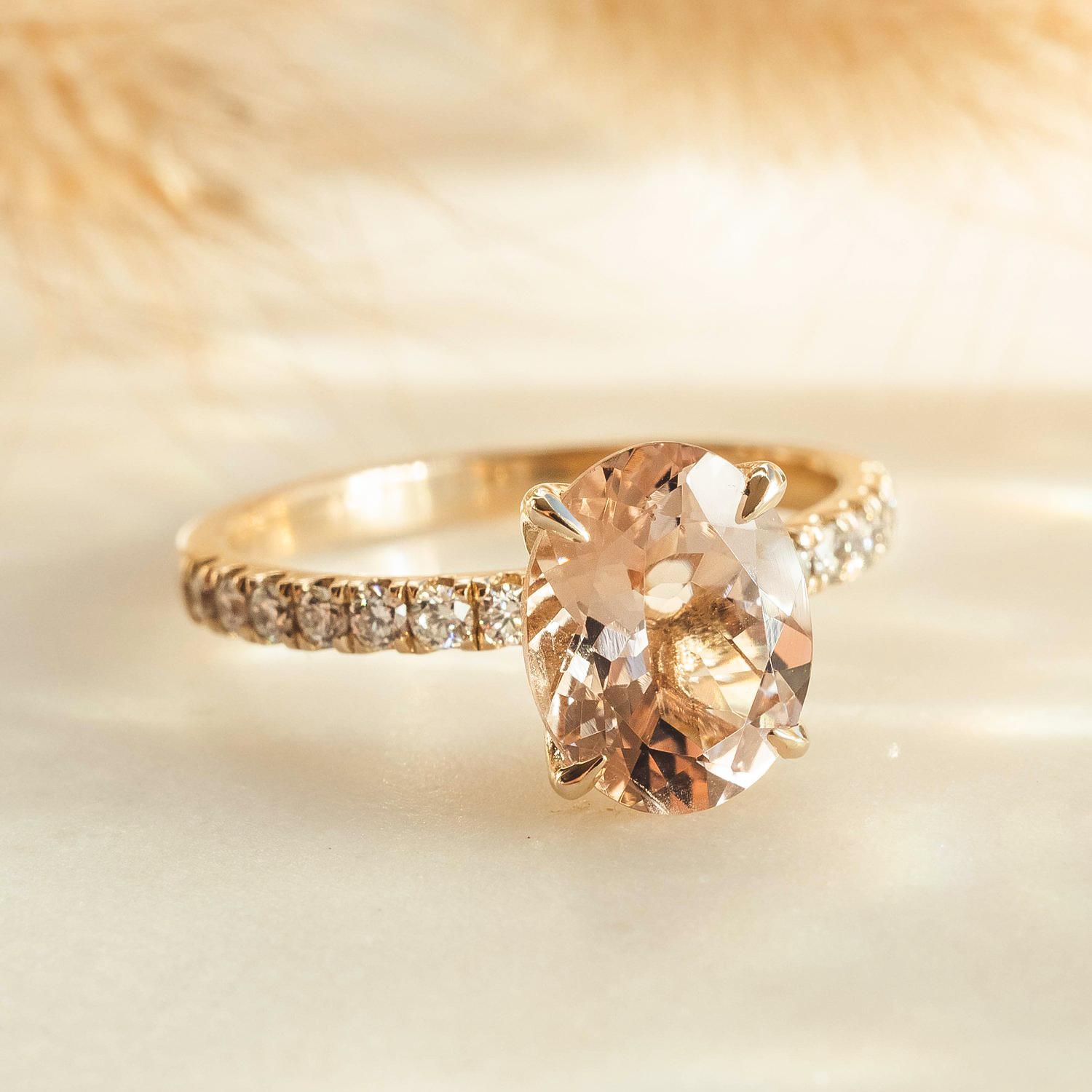 For Sale:  14k Yellow Gold True Promise Engagement Ring, Natural 2ct Morganite & Diamonds 8