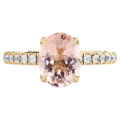 Bague de fiançailles en or jaune 14 carats « True Promise », morganite naturelle 2 carats et diamants