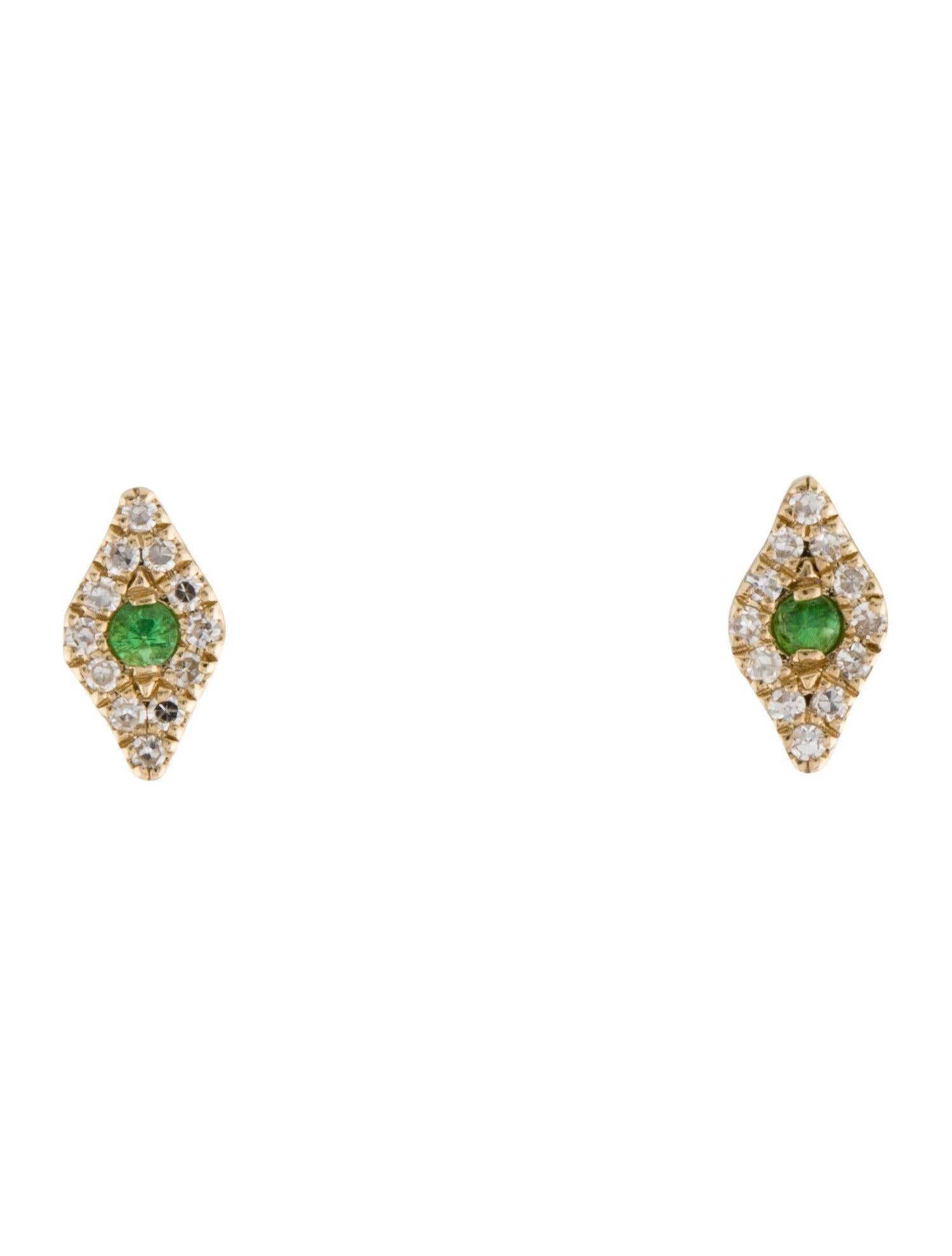Evil Eye Design Earrings: Made from real 14k gold and round diamonds approximately 0.06 ct. 24 Certified diamonds and 2 Tsavorite Garnet 0.06 ct. available in white, rose and yellow gold with a color and clarity of GH-SI. 
 Surprise Your Loved Ones