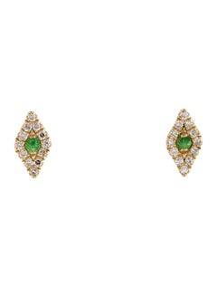 Orecchini a perno con tsavorite e diamanti in oro giallo 14K per lei