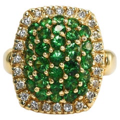 14K Yellow Gold Tsavorite Garnet & Diamond Ring 1.06g