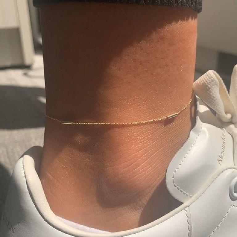 Station Tube Anklet: This Simple & Beautiful Rope Chain anklet is measured 9-10