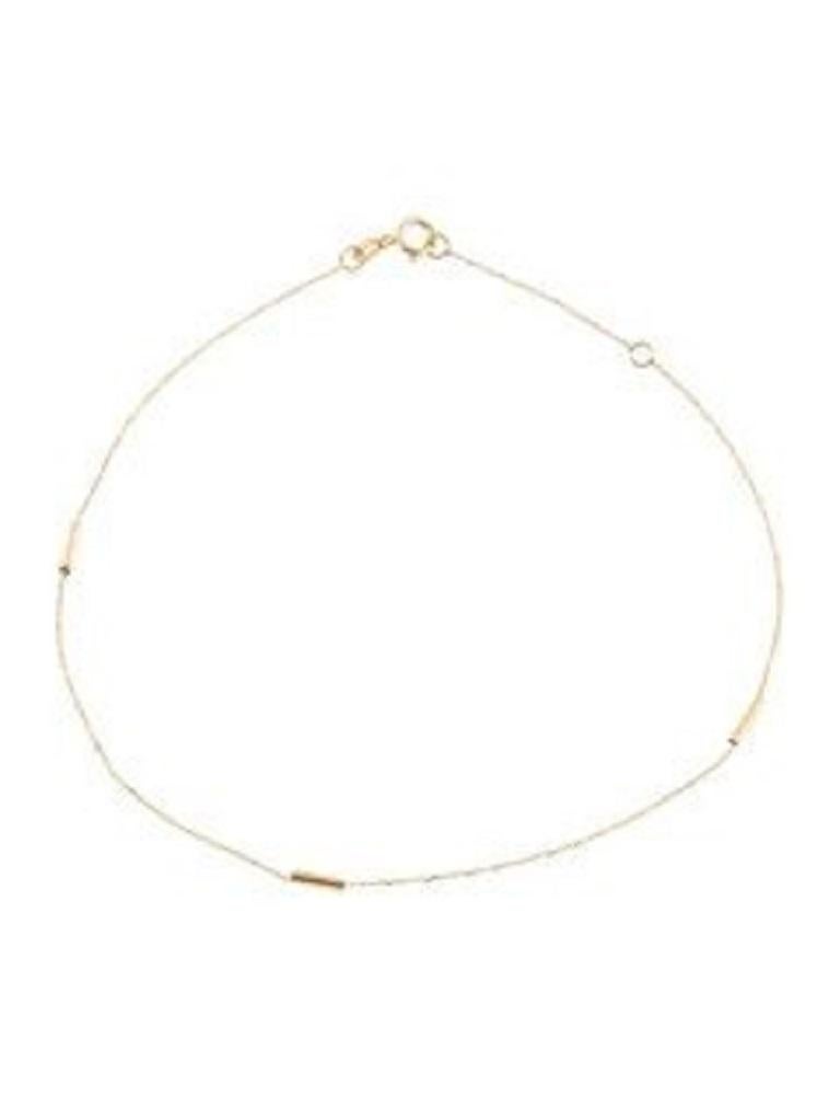 Contemporary 14K Yellow Gold Tube Anklet Adjustable for Her For Sale