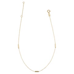 14K Yellow Gold Tube Anklet Adjustable for Her