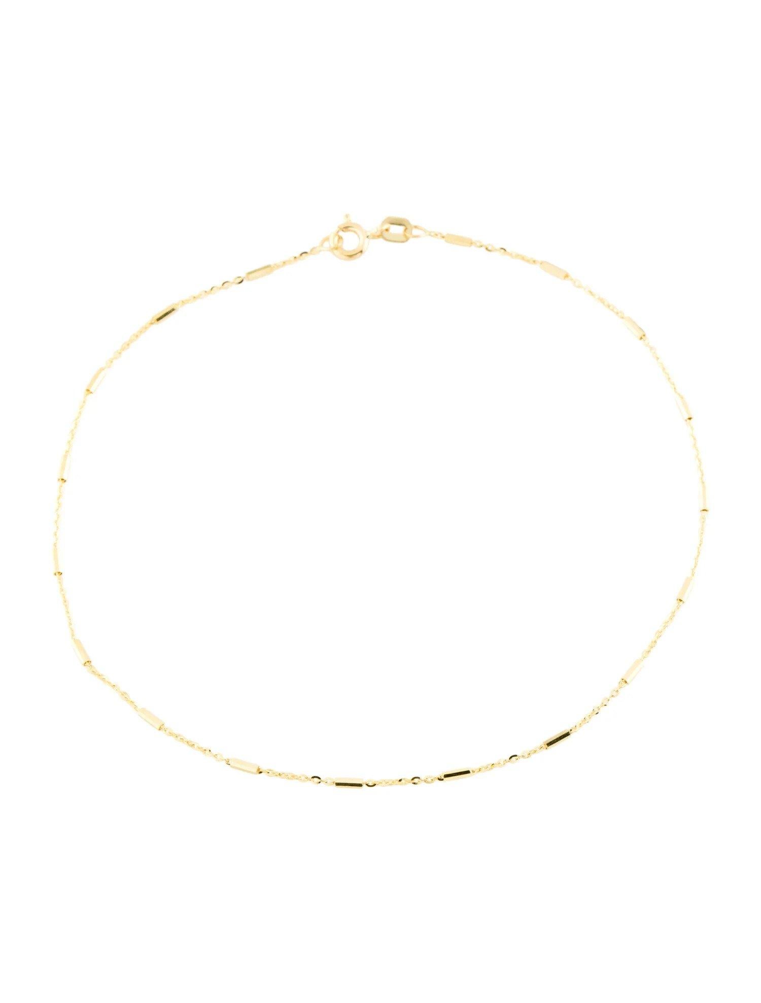 Contemporary 14K Yellow Gold Tube Station Anklet for Her For Sale