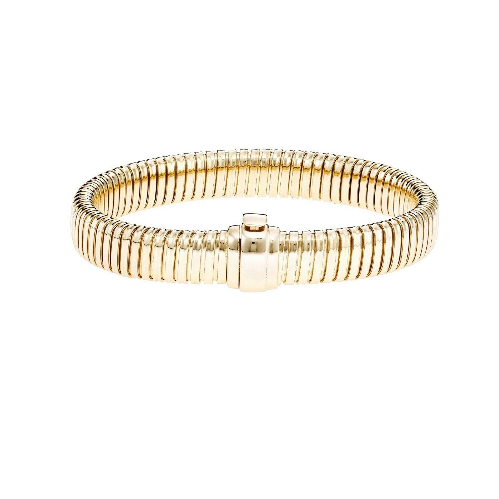 14 Karat Yellow Gold Tubogas Style Bracelet In New Condition For Sale In New York, NY