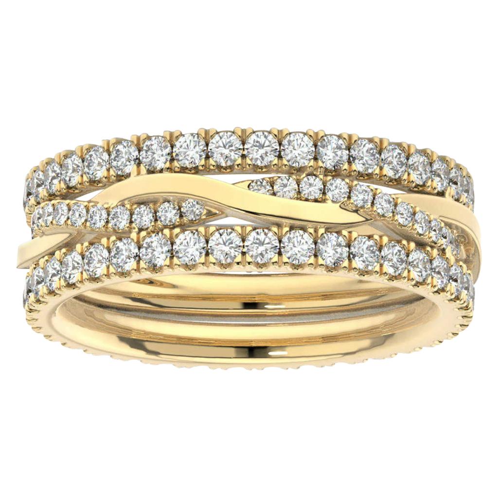 14K Yellow Gold Tulip Stackable Twisted Vine Leaf Eternity Ring '1 1/4 Carat'