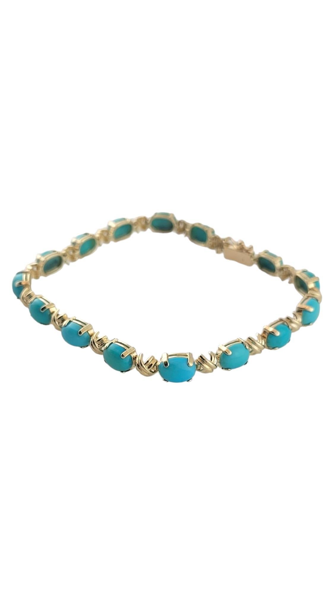 Round Cut 14K Yellow Gold Turquoise Bracelet #16369 For Sale