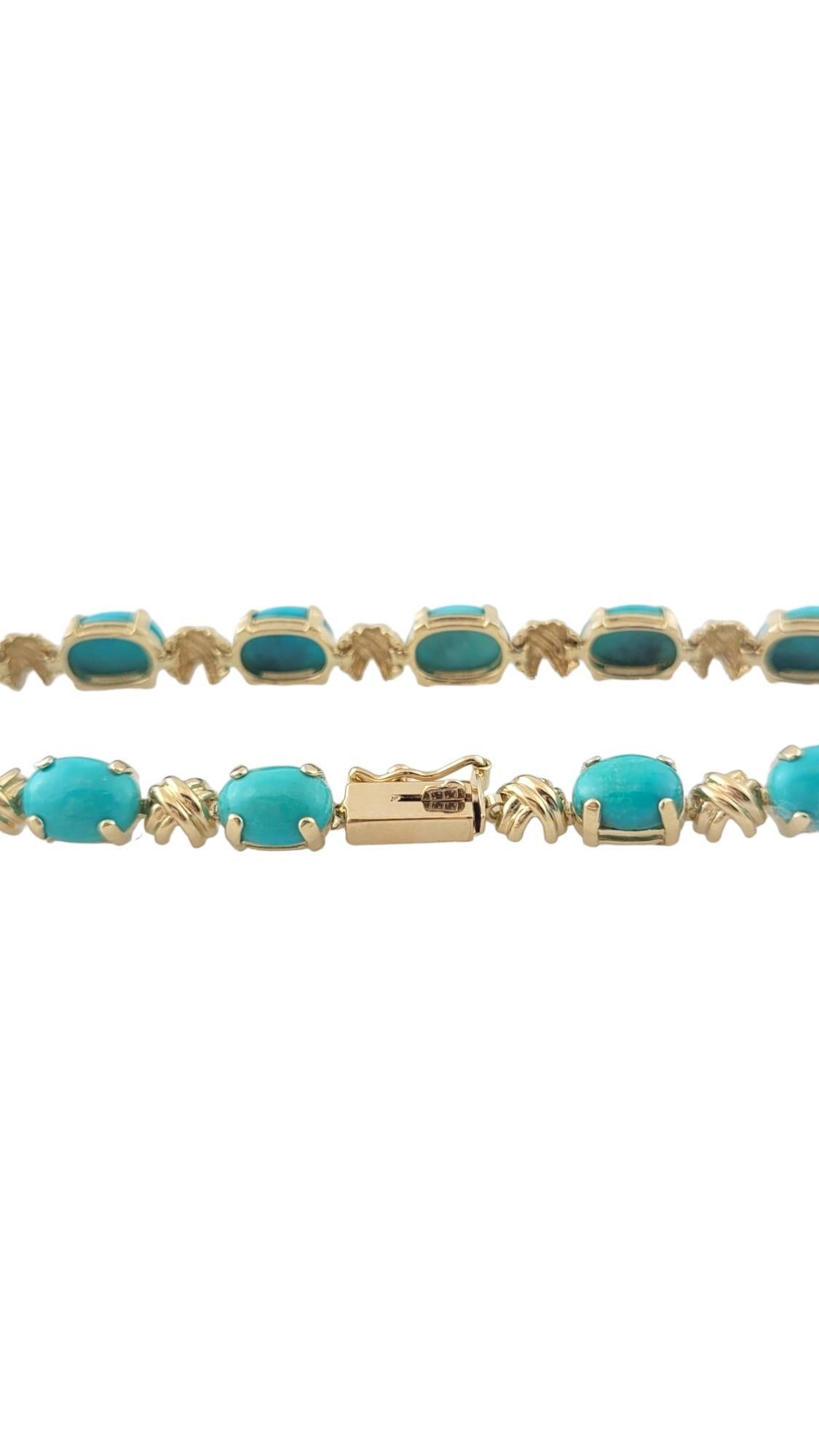 14K Yellow Gold Turquoise Bracelet #16369 In Good Condition For Sale In Washington Depot, CT