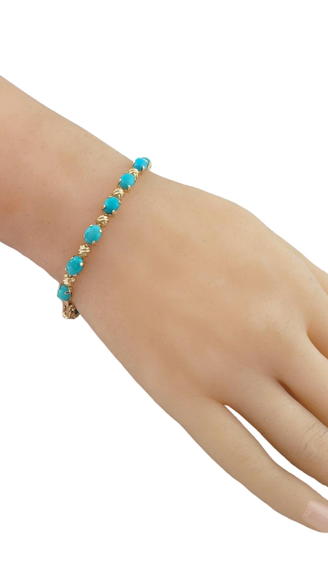 14K Yellow Gold Turquoise Bracelet #16369 For Sale 3