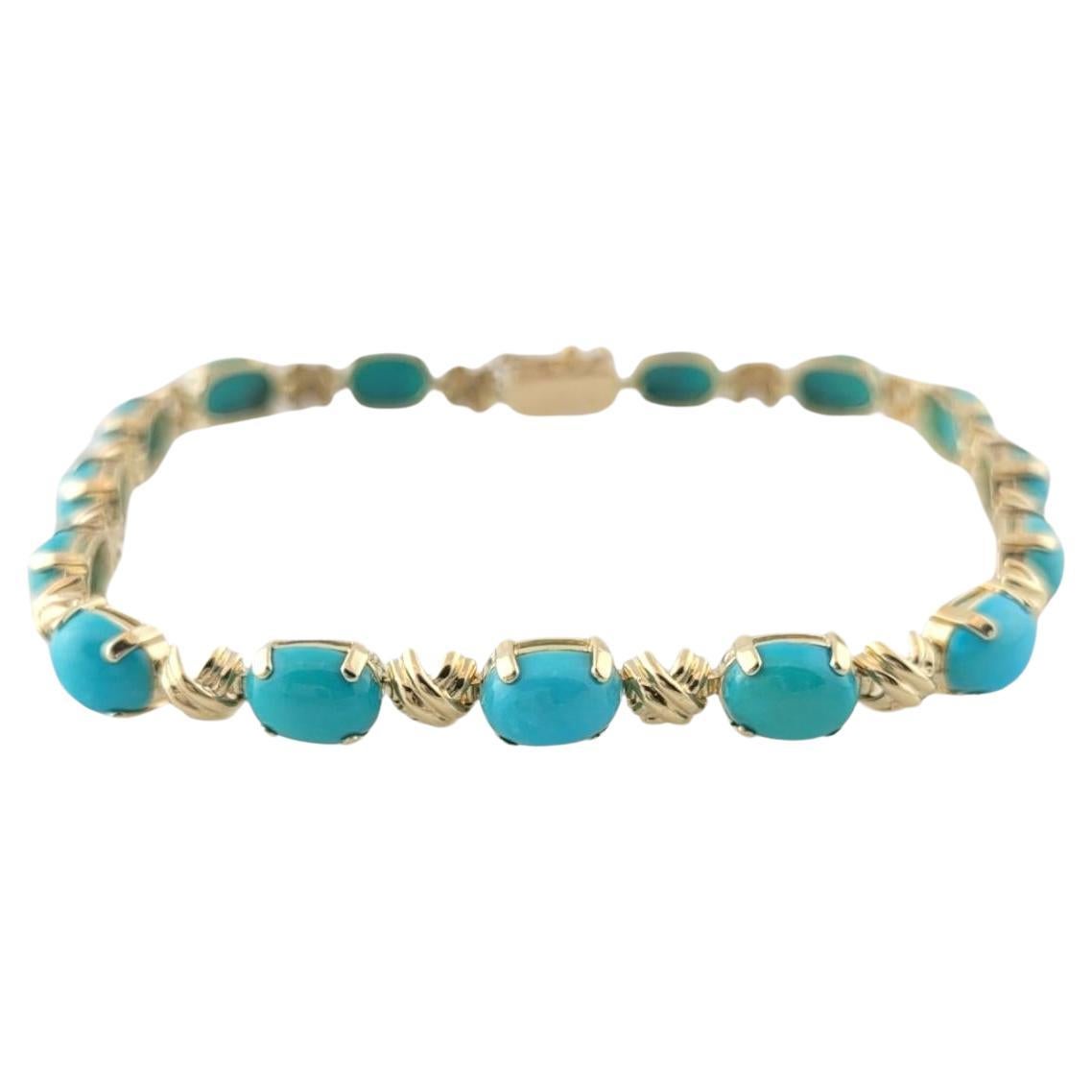 14K Yellow Gold Turquoise Bracelet #16369 For Sale