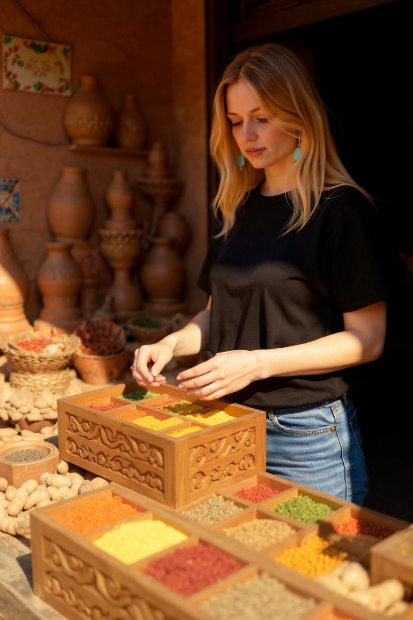 Donna Orecchini a gancio in oro giallo 14K con turchese e diamanti in vendita