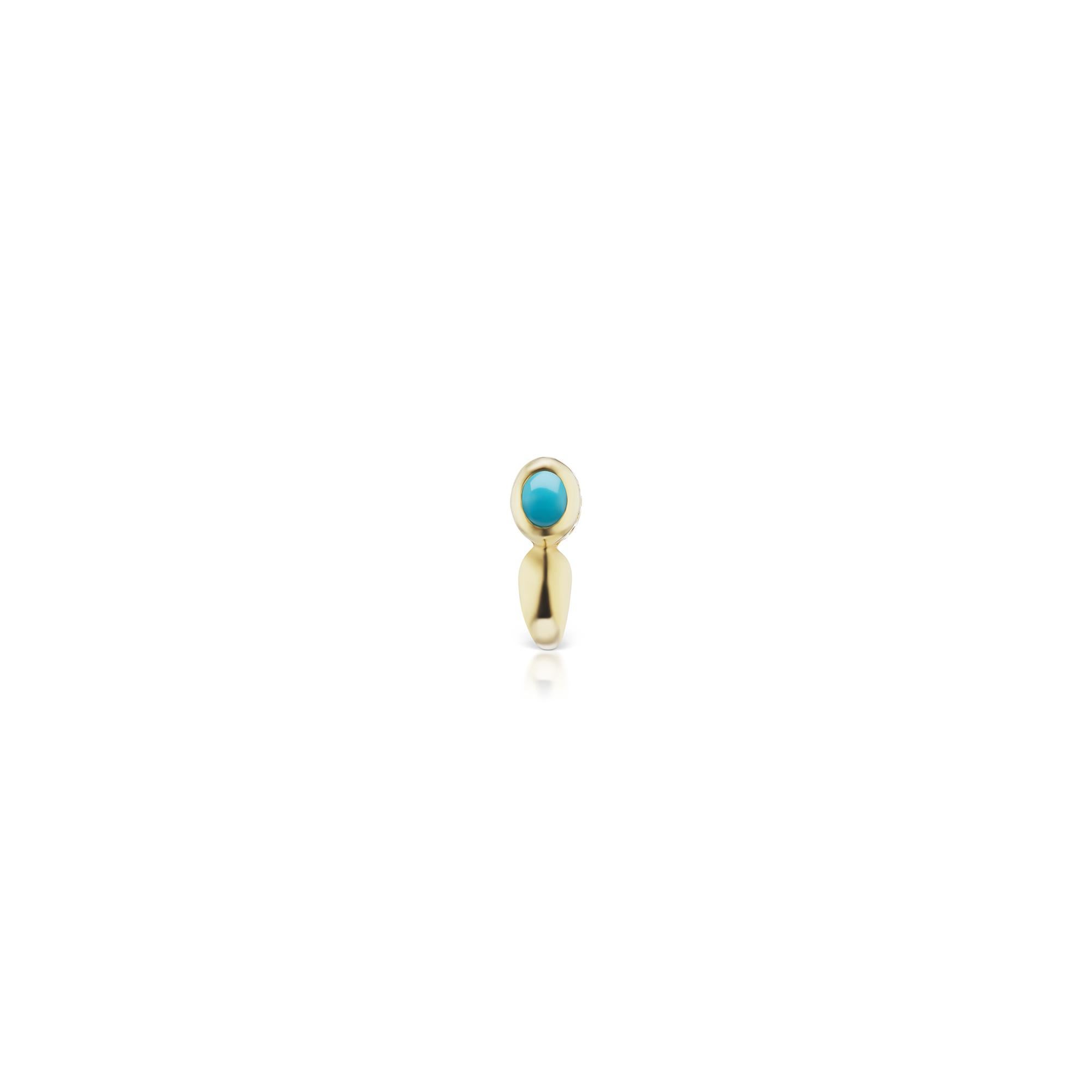 14k YG Huggie Earrings with Turquoise Cabochon in Signature Bezel. 

For a hint of color to brighten your look, these huggie earrings get the job done. 