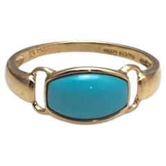 14K Yellow Gold Turquoise Ring Size 8 #25293