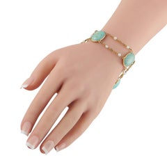 14K Yellow Gold Turquoise Seed Pearl Bracelet MF15-070226