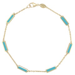 14k Yellow Gold & Turquoise Station Bar Bracelet