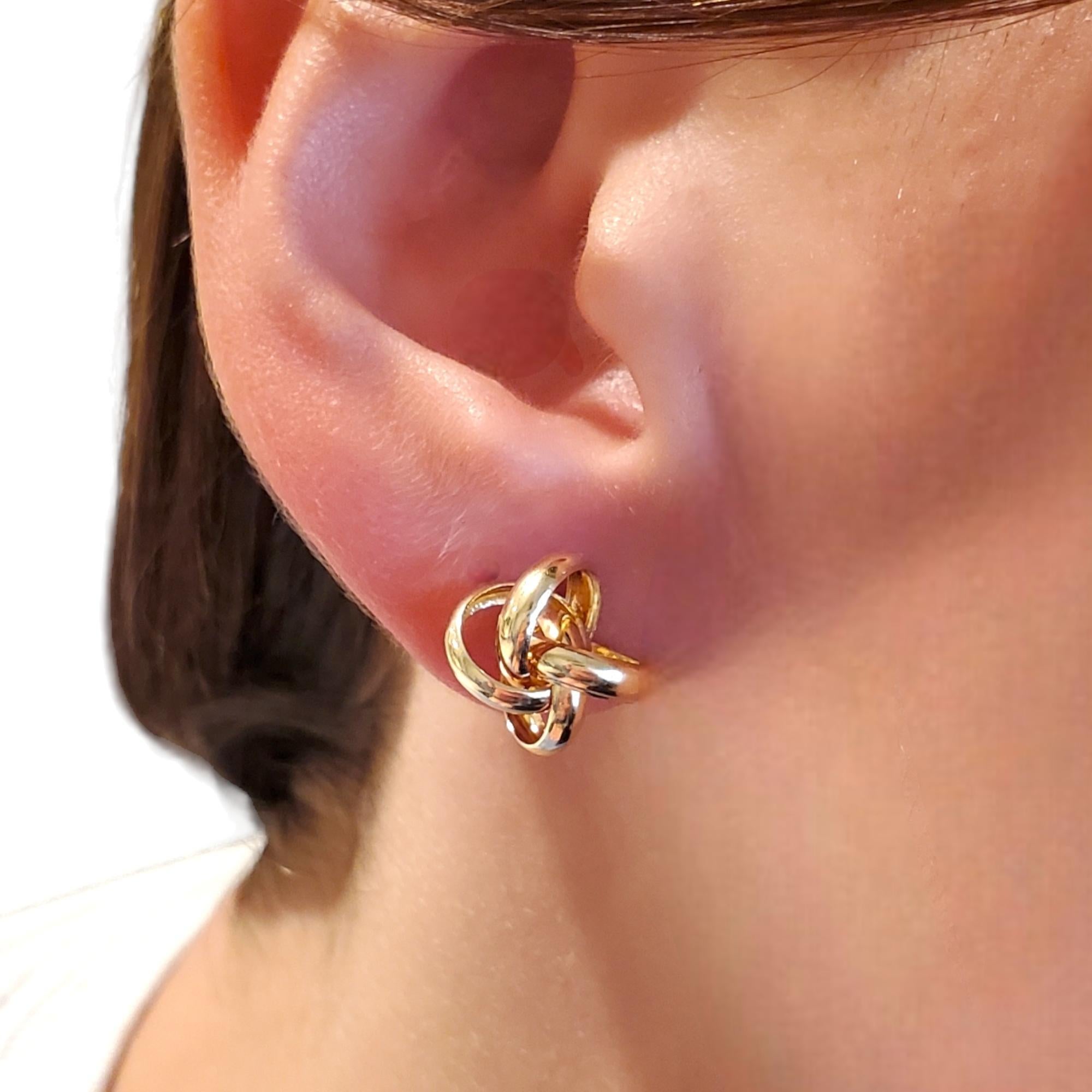 14K Yellow Gold Twist Ball Stud Earrings #17632 For Sale 2