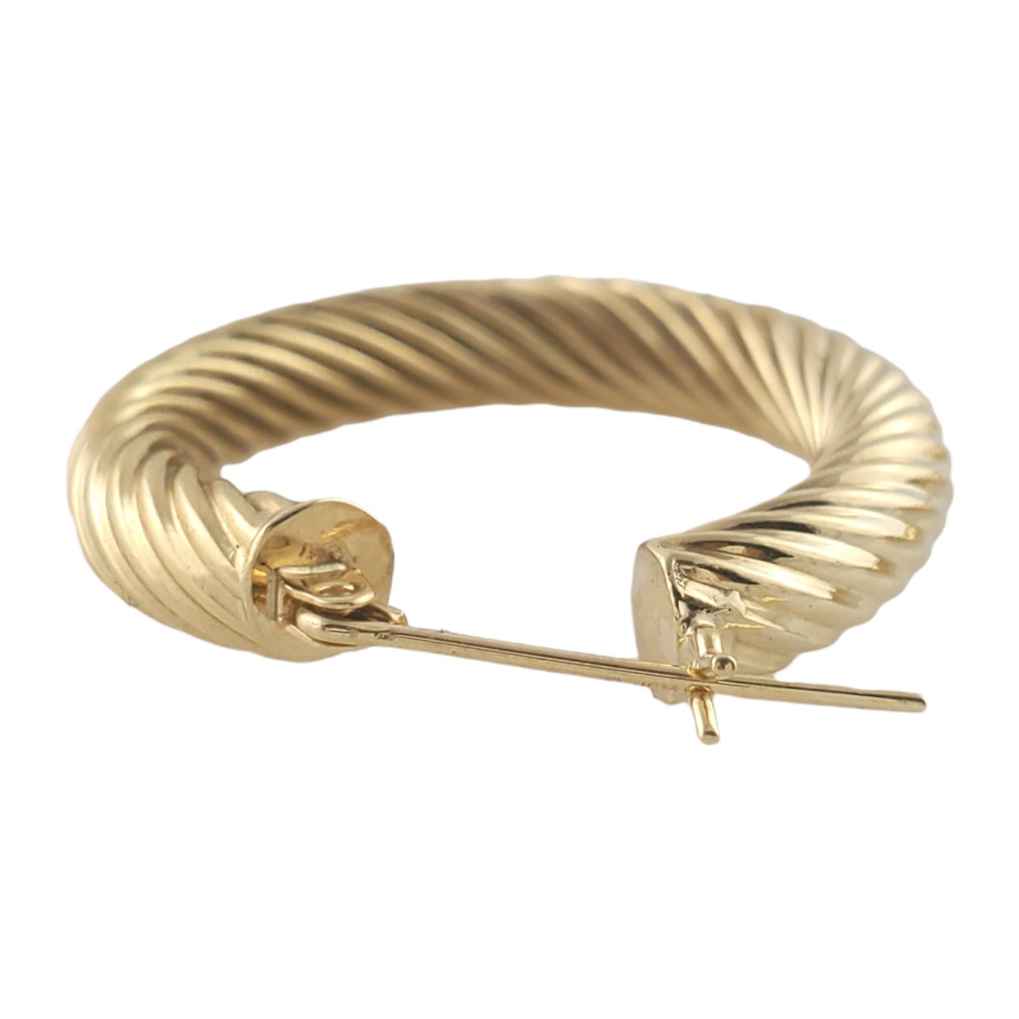 Women's 14K Yellow Gold Twist Hoop Earrings #12413 For Sale