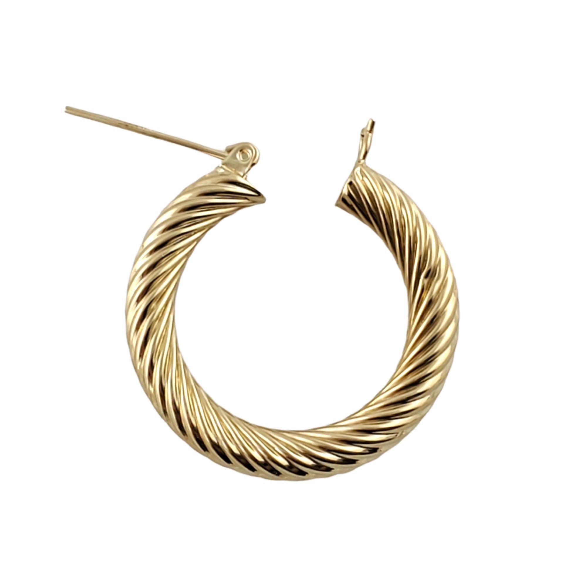 14K Yellow Gold Twist Hoop Earrings #12413 For Sale 1