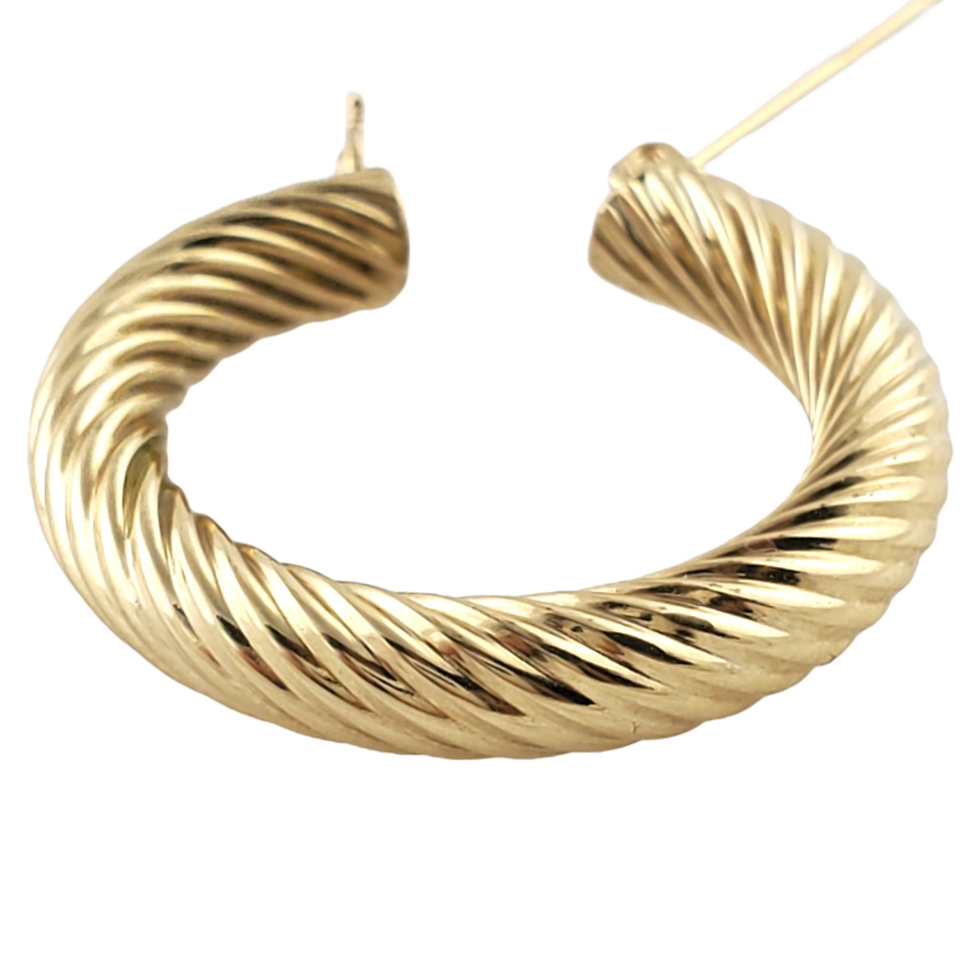 14K Yellow Gold Twist Hoop Earrings #12413 For Sale 2
