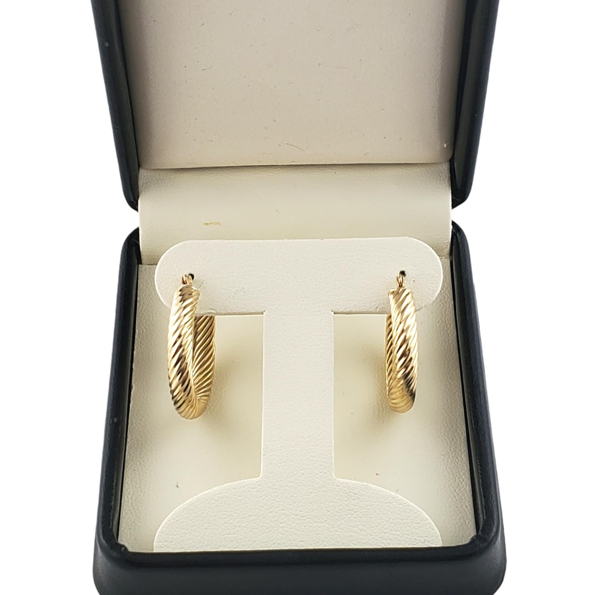 14K Yellow Gold Twist Hoop Earrings #12413 For Sale 4
