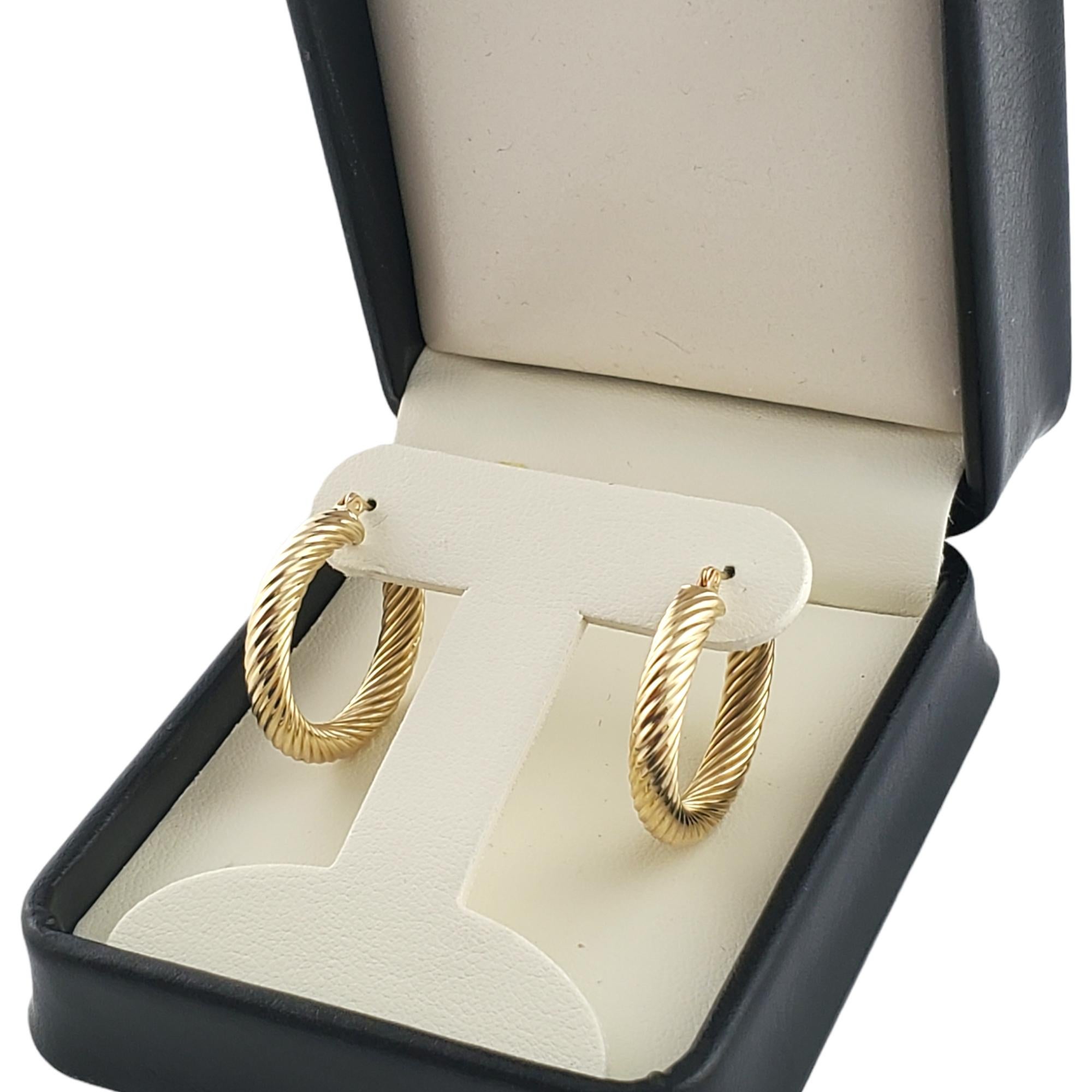14K Yellow Gold Twist Hoop Earrings #12413 For Sale 5