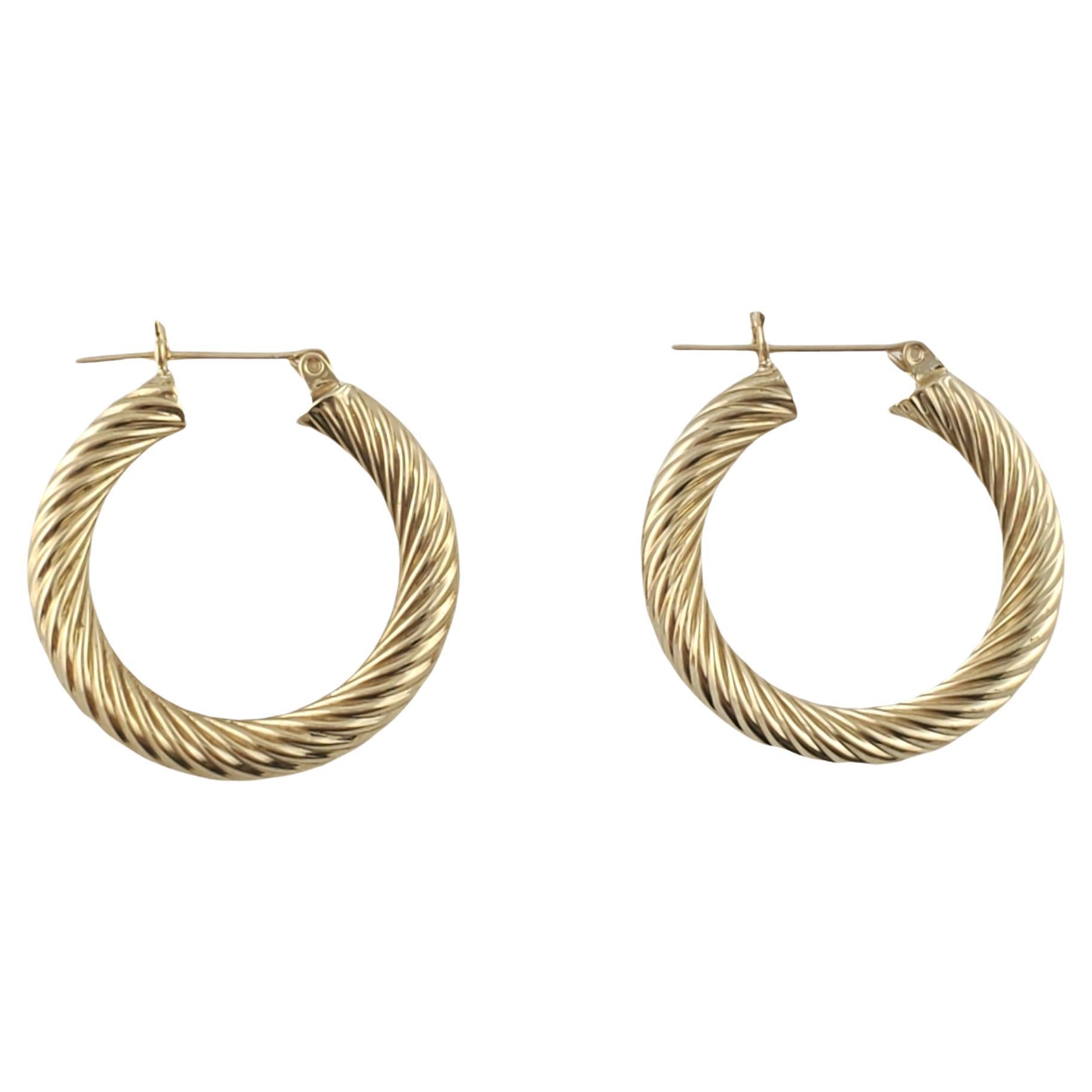 14K Yellow Gold Twist Hoop Earrings #12413