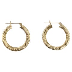 14K Yellow Gold Twist Hoop Earrings #12413