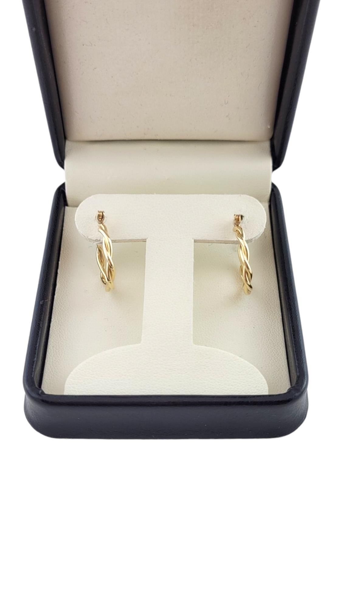 14K Yellow Gold Twist Hoop Earrings #15846 For Sale 1