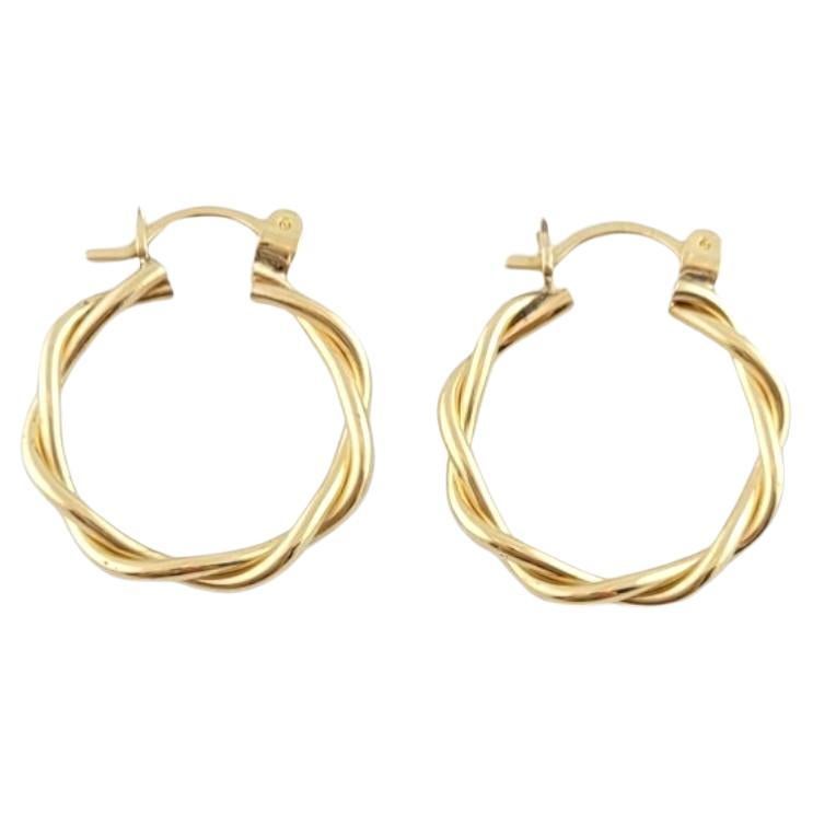 14K Yellow Gold Twist Hoop Earrings #15846