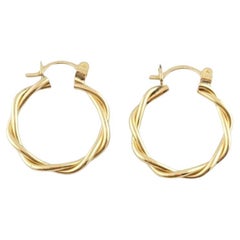 14K Yellow Gold Twist Hoop Earrings #15846