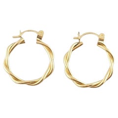 14K Yellow Gold Twist Hoop Earrings #15846