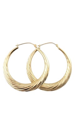 14K Yellow Gold Twist Hoop Earrings #16259