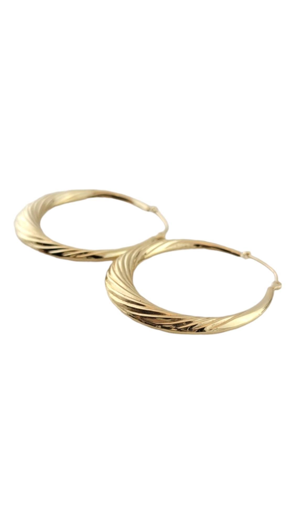 Women's 14K Yellow Gold Twist Hoop Earrings #16259 For Sale
