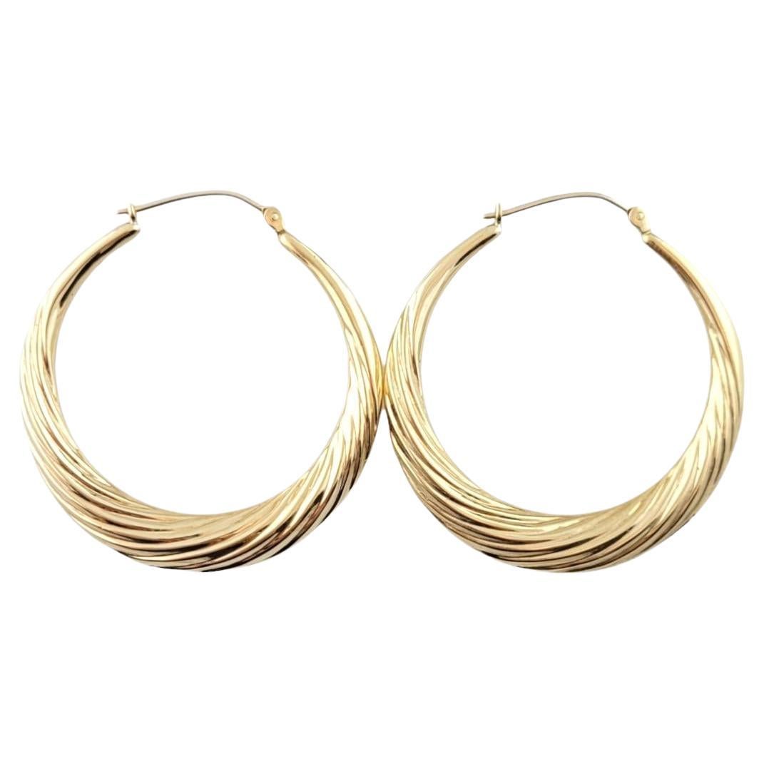 14K Yellow Gold Twist Hoop Earrings #16259 For Sale