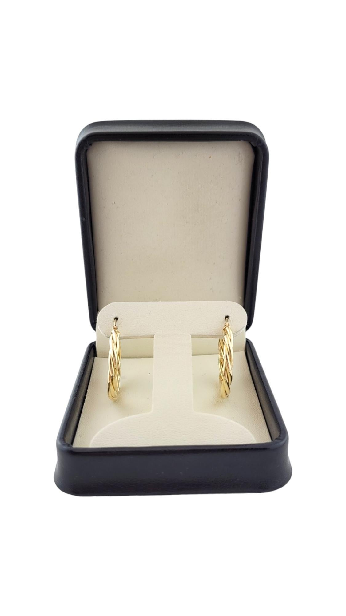 14K Yellow Gold Twist Hoop Earrings #16310 For Sale 1