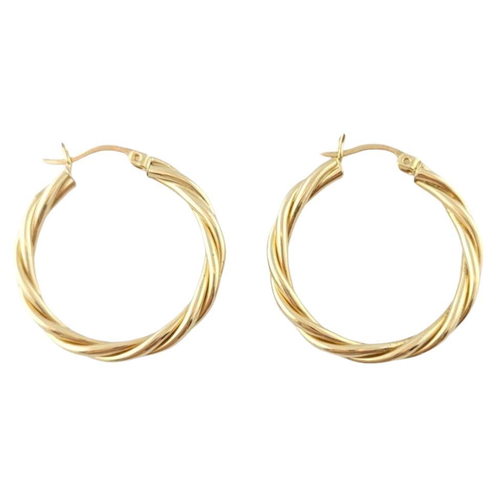 14K Yellow Gold Twist Hoop Earrings #16310 For Sale