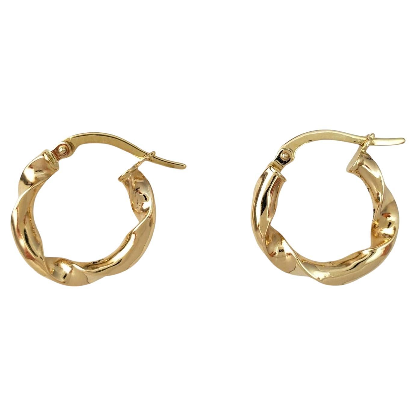 14K Yellow Gold Twist Hoop Earrings #17017 For Sale