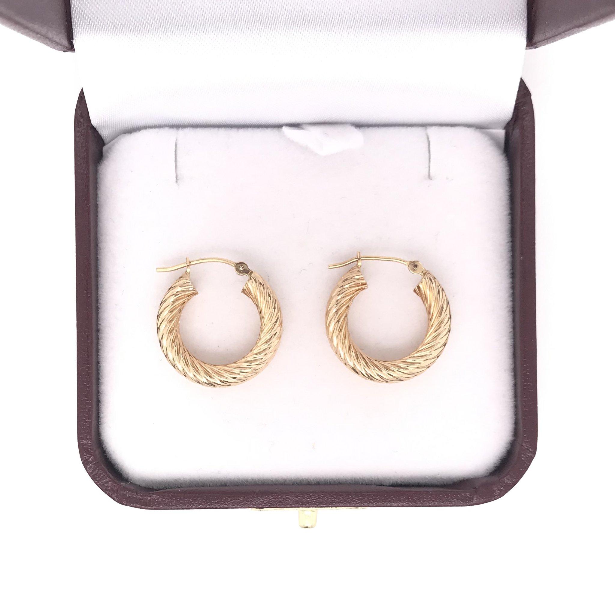 14K Yellow Gold Twist Hoop Earrings 2