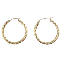 14K Yellow Gold Twist Hoop Earrings