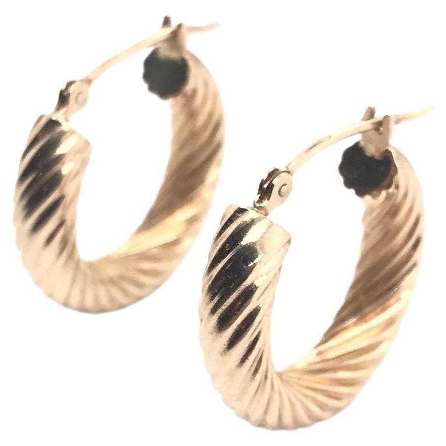 14K Yellow Gold Twist Hoop Earrings